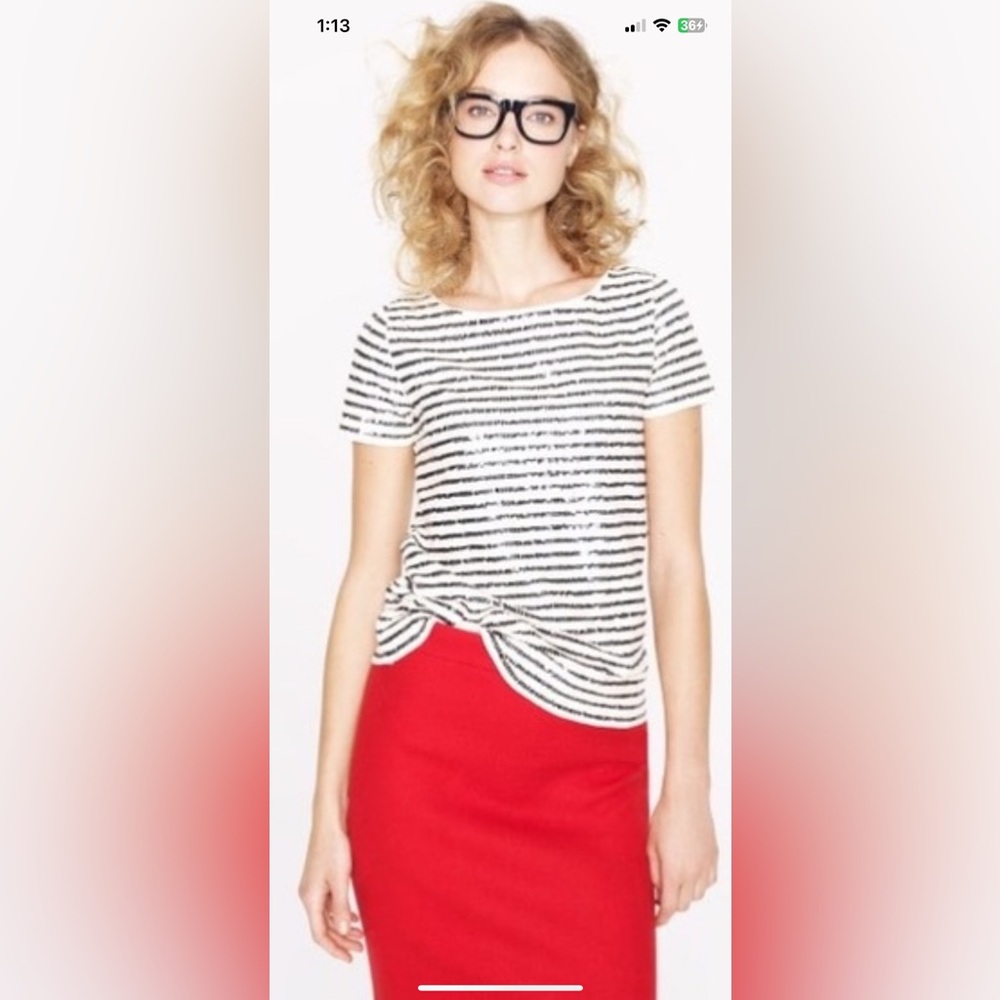 J. Crew Black and White Striped Women's Tee. NWOT